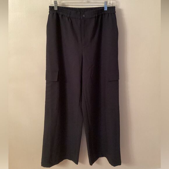 WAYF SIZE MEDIUM BLACK HIGH RISE WIDE LEG CARGO TROUSERS - Picture 2 of 9